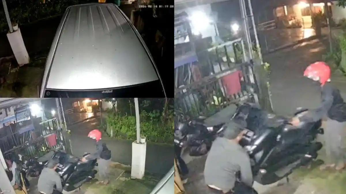 MALING MOTOR - Tangkapan layar rekaman CCTV saat dua orang maling motor beraksi di Lodalang, Siswodipuran, Kecamatan Kota, Boyolali, pada Rabu (18/2/2026) dini hari.