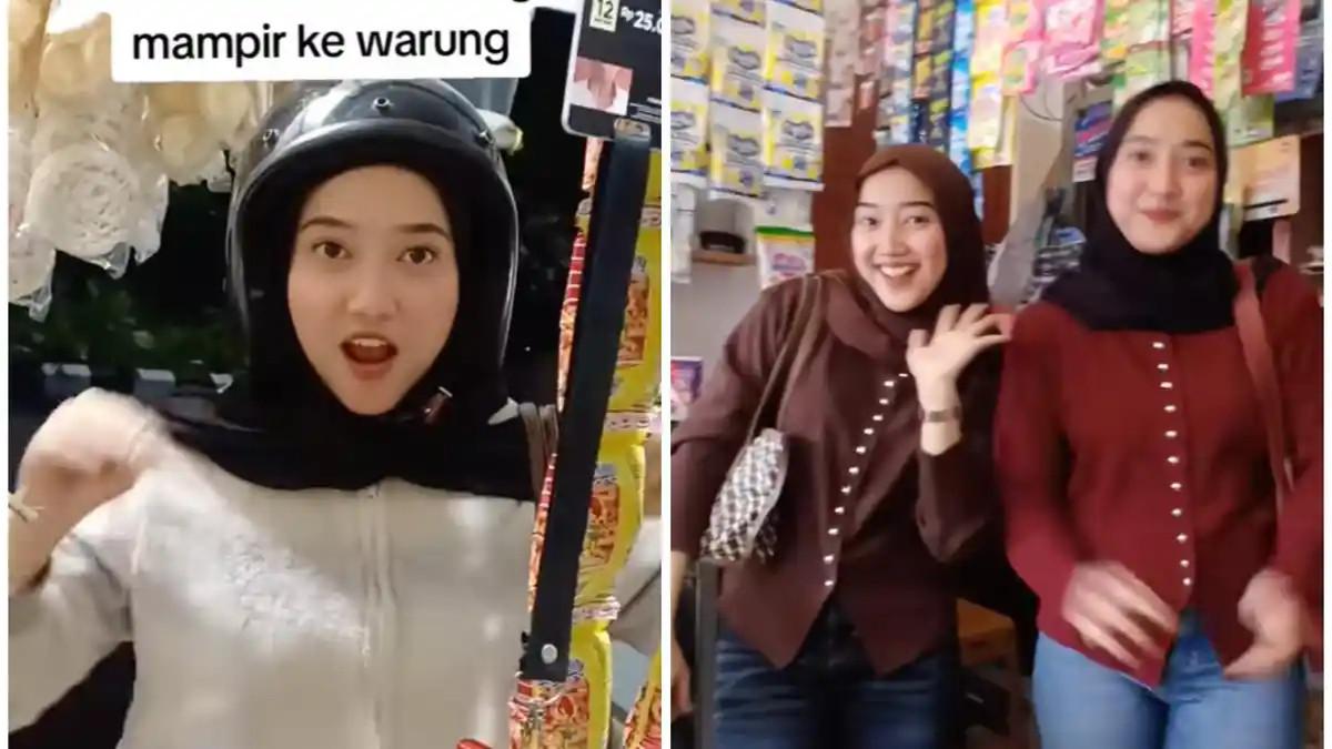 KISAH HARU - Tangkapan layar video viral gadis kembar tunarungu asal Bandung ceria berbagi kabar baik kepada pemilik warung langganan, bahwa mereka baru diterima bekerja.
