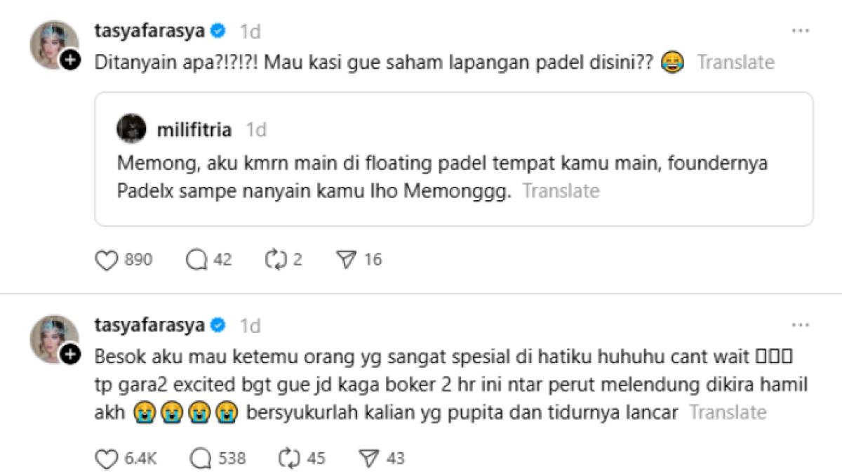 KABAR TASYA FARASYA - Tasya Farasya merespons tulisan netizen. Netizen tersebut awalnya memberi tahu Tasya Farasya perihal pengusaha Dubai.