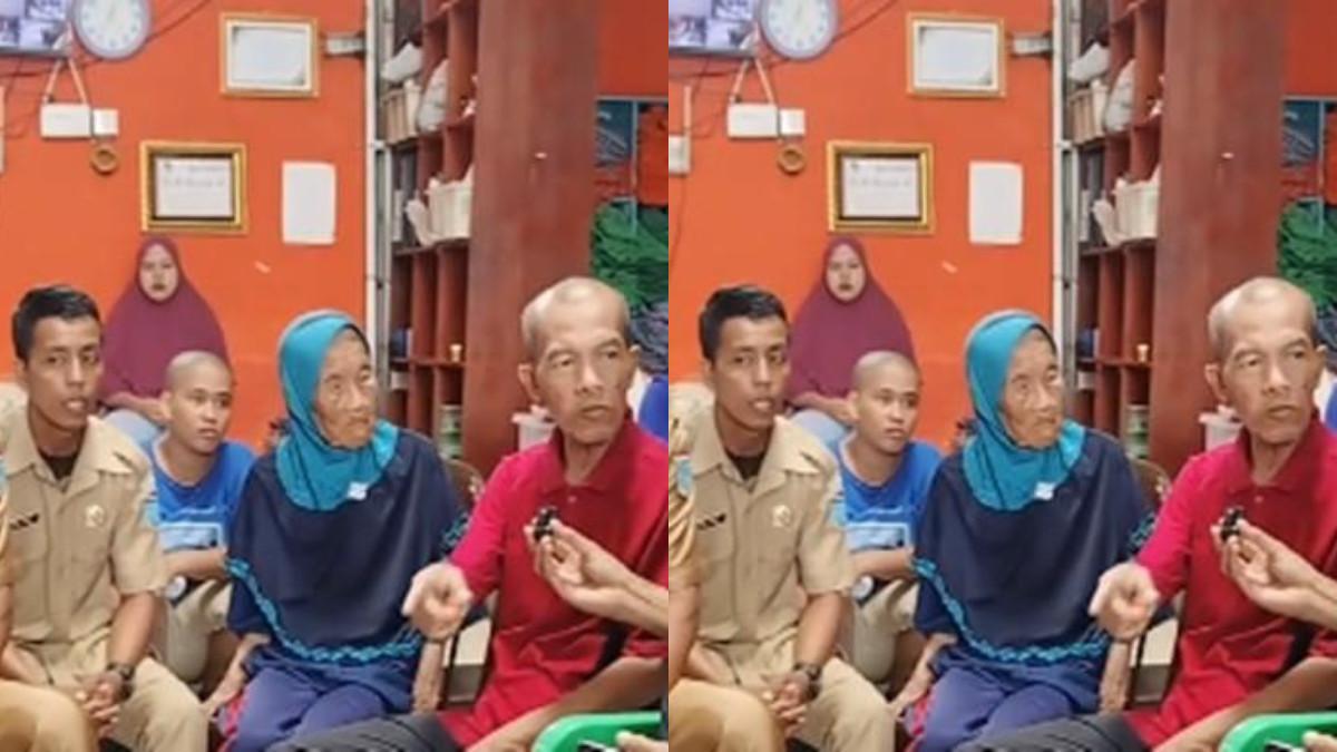 SUAMI DIUSIR - Tengah viral di media sosial, kisah seorang suami (baju merah) di Pemulutan, Palembang mengaku diusir anak dan istrinya.