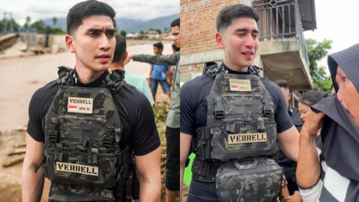 BANJIR SUMATERA - Verrell Bramasta menemui langsung warga terdampak banjir di Sumatera Barat. Ia kemudian memberi bantuan motor kepada seorang ibu.