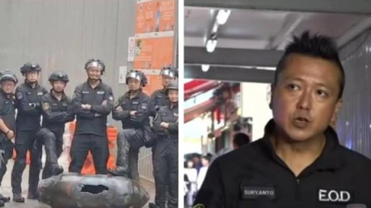 POLISI HONG KONG - Tangkapan layar dari media sosial: Viral polisi Hong Kong anggota penjinak bom memiliki nama yang Indonesia banget yakni Suryanto.