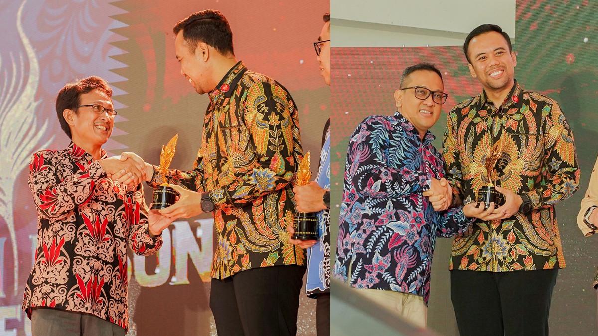 PRESTASI KABUPATEN KLATEN - Wakil Bupati Klaten Benny Indra Ardhianto secara simbolis menerima dua piala Anugerah Pesona Indonesia (API) Award 2025 di Kabupaten Bengkayang, Kalimantan Barat, Selasa (18/11/2025) malam, Kategori Cinderamata dan Juara 1 Kategori Olahraga dan Petualangan.