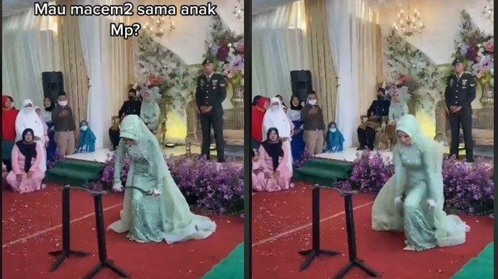 Ekspresi Mempelai Pria Disorot, Pengantin Wanita Unjuk Kekuatan Debus Patahkan Besi Pakai Tangan