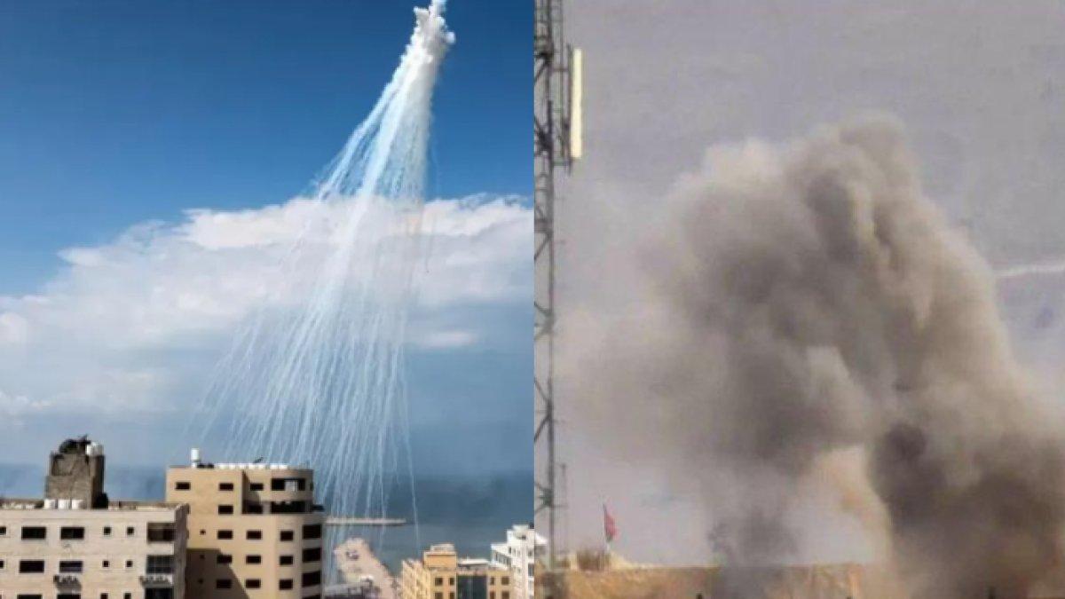 Serangan drone Hizbullah menghancurkan iron dome Israel (Kanan), Serangan bom fosfor putih Israel (Kiri)