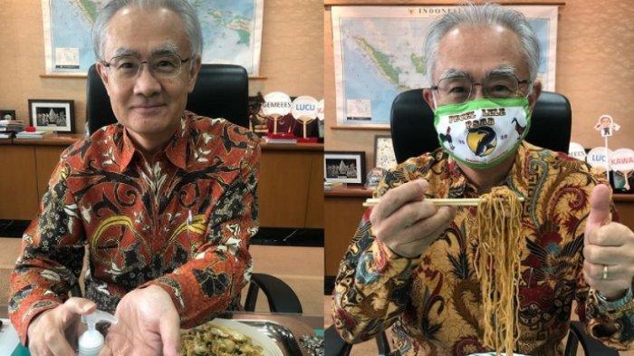 VIRAL Masker Gambar Tenda Pecel Lele Khas Indonesia, Dubes Jepang Ishii Masafumi Bangga Memakainya