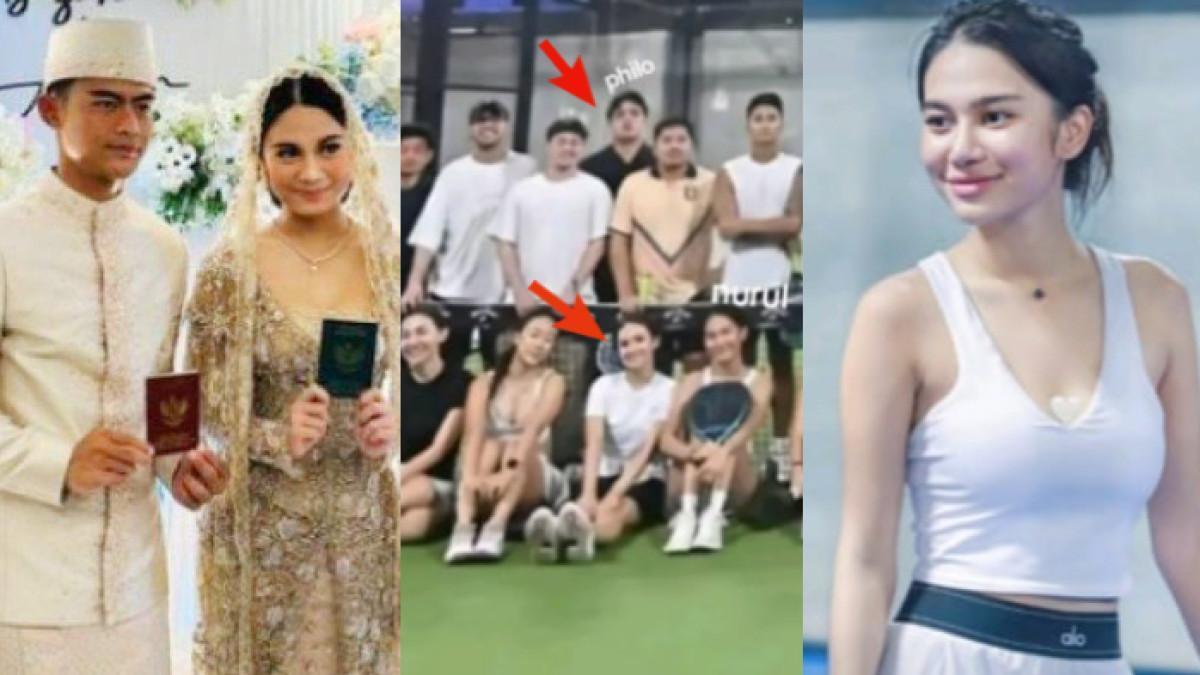 AZIZAH DAN ARHAN - Kolase foto Pratama Arhan saat menikah dengan Azizah Salsha (kiri), foto saat padel dengan Philo Paz Armand (tengah) dan foto Azizah Salsha (kanan)
