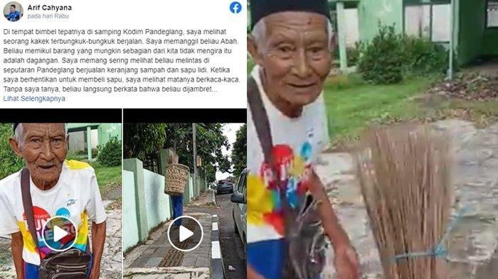 VIRAL Kakek Penjual Sapu Lidi Menahan Tangis, Uang Rp 400 Ribu untuk Setoran Hilang Dicopet