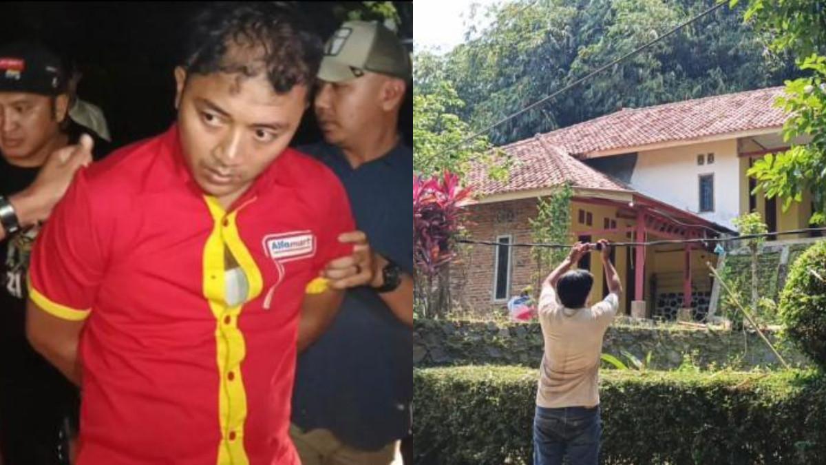 TKP PEMBUNUHAN - Heryanto (27), terduga pelaku pembunuhan Dina Oktaviani, saat digiring aparat di Mapolres Purwakarta, Jawa Barat, Kamis (9/10/2025) malam. Suasana rumah Heryanto (27) di Kampung Pasir Oa, Desa Wanawali, Kecamatan Cibatu, Purwakarta, yang diduga menjadi lokasi pembunuhan tragis Dina Oktaviani. Kepala Dusun Pasir Oa, Wawan Hermawan, menyebut Heryanto dikenal pendiam hanya sesekali nongkrong bersama pemuda kampung.