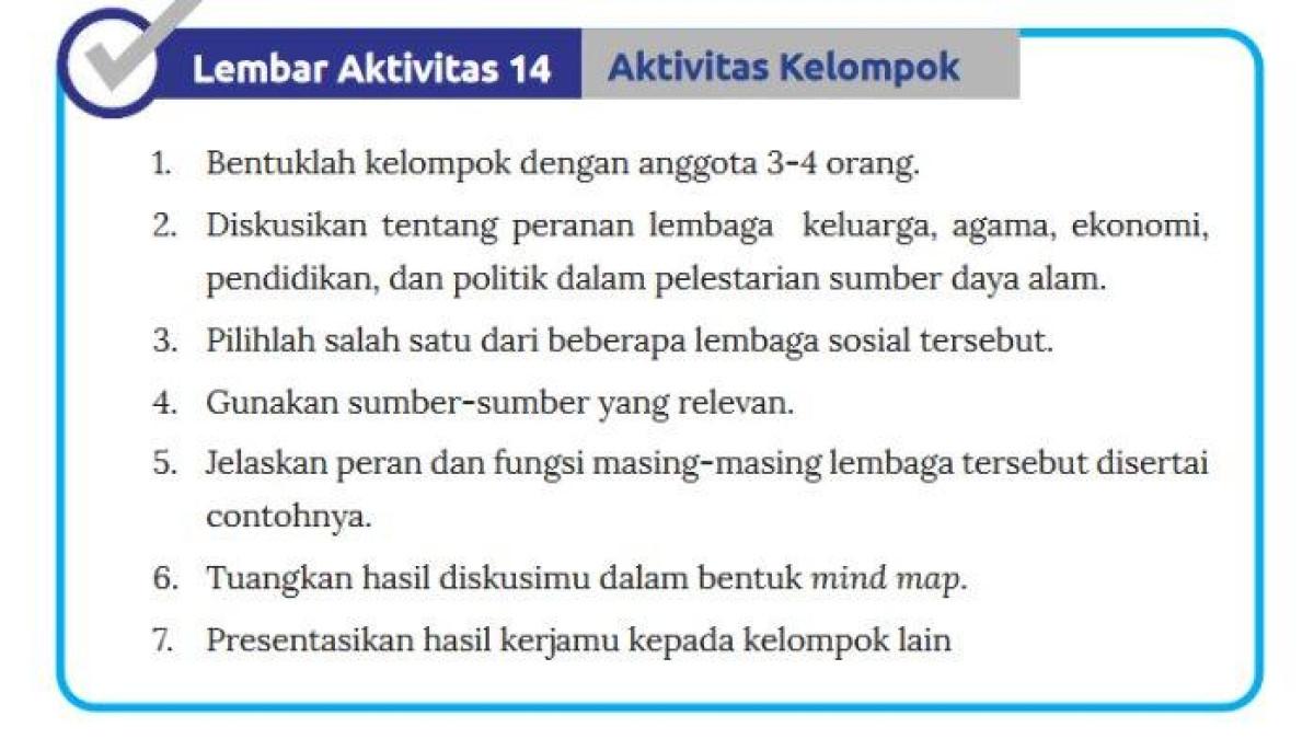 Soal dan kunci jawaban IPS Kelas 8 SMP halaman 42 Kurikulum Merdeka Lembar Aktivitas 14: Aktivitas Kelompok.