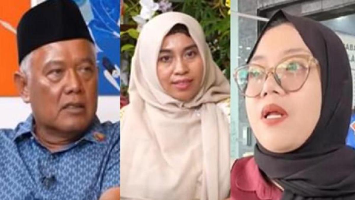 YAI MIM VS SAHARA -- (kiri) Yai Mim / (tengah) Rosyida Vigneswari / (kanan) Nurul Sahara | Sosok Rosyida Vigneswari menjadi sorotan usai suaminya berseteru dengan Nurul Sahara, istri bos rental mobil.