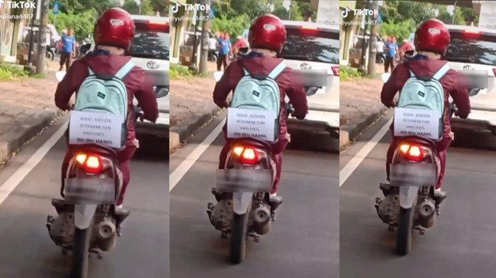 NAIK Motor Sendirian, Ibu Hamil Ini Viral Tulis Pesan Khusus untuk Pengendara Lain: Mohon Bersabar