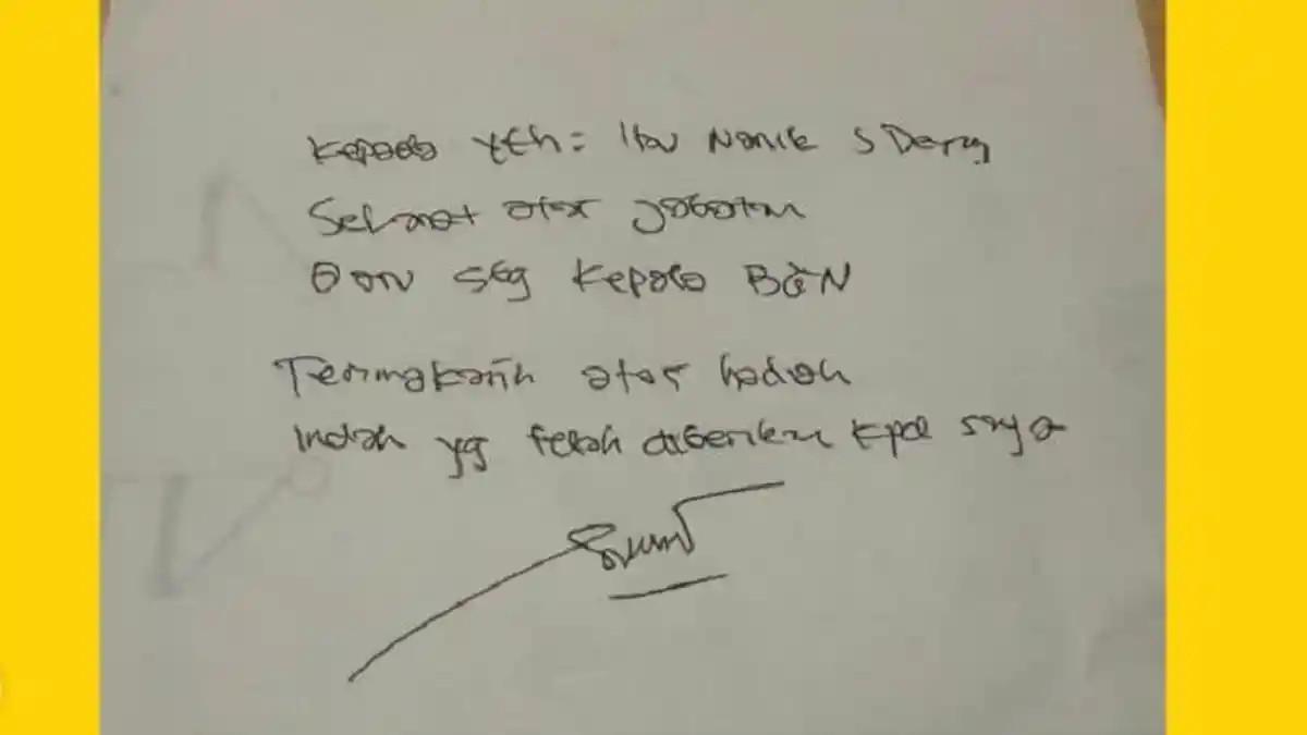 SURAT SONNY SONJAYA - Di tengah statusnya sebagai tahanan dalam kasus dugaan korupsi yang menyeret sejumlah petinggi Badan Gizi Nasional (BGN), mantan Wakil Kepala BGN, Sonny Sonjaya, kembali menjadi sorotan publik.