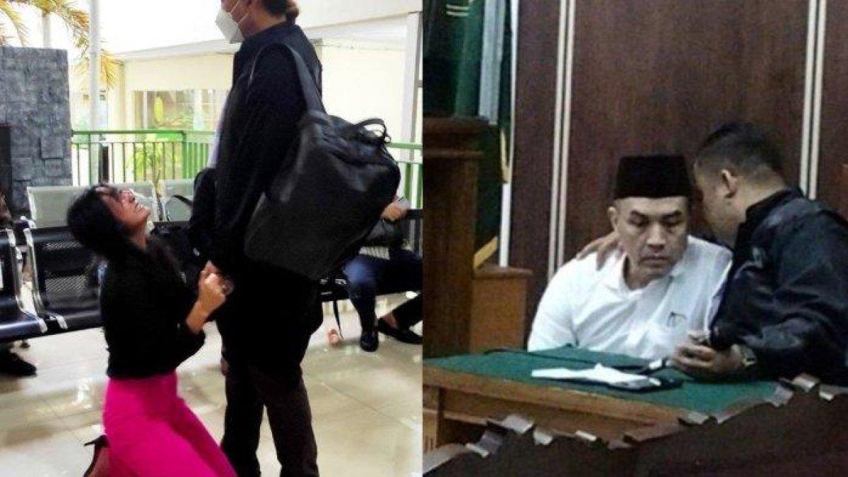 PECAH TANGIS Mama Muda Bersimpuh di Kaki Jaksa saat Bos Penganiaya Anak Divonis Ringan: Kecewa