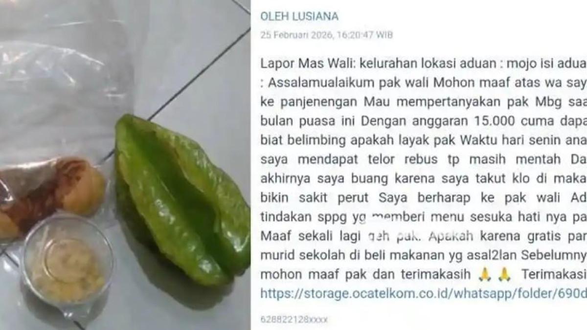 TANGKAPAN LAYAR. Sejumlah orang tua murid mengkomplain menu kering Makan Bergizi Gratis (MBG) yang diberikan selama puasa. Mereka kecewa dengan isi ada buah-buahan masih mentah.