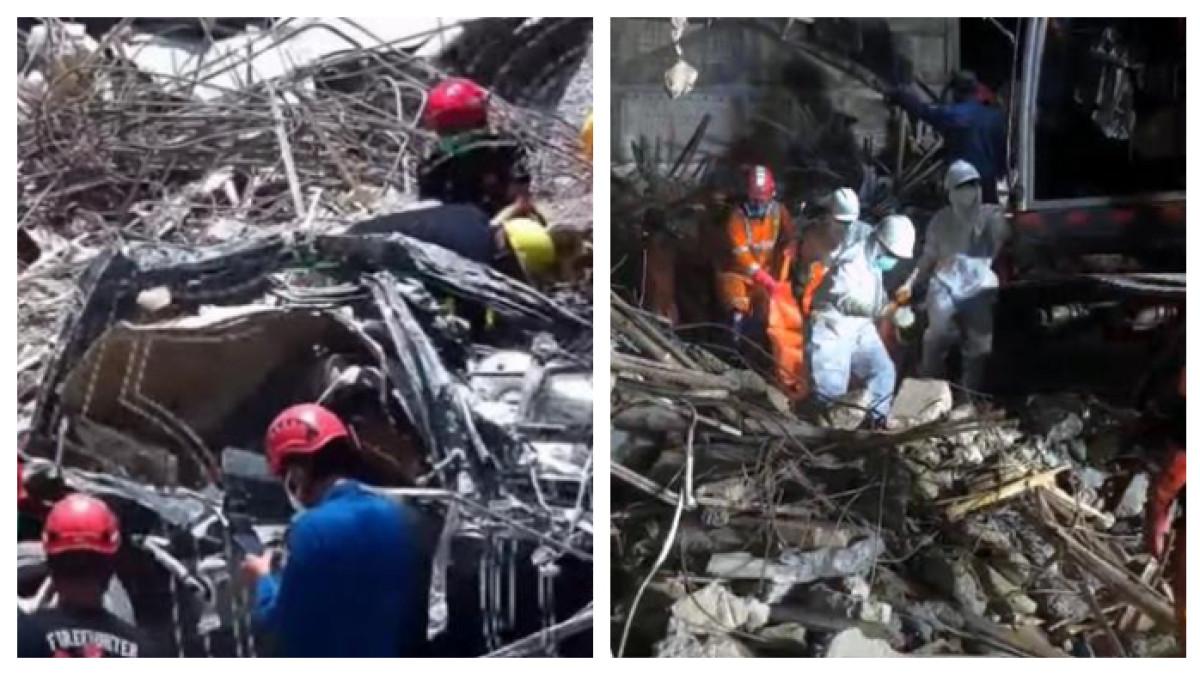 TEMUKAN MOBIL MERCY - Tim gabungan menemukan satu unit mobil Mercedes saat membongkar reruntuhan Ponpes Al Khoziny Sidoarjo, pada Sabtu (4/10/2025) sore. Setelah berhasil dievakuasi, bangkai mobil tersebut langsung diangkut menggunakan truk milik Dinas Lingkungan Hidup (DLH) Sidoarjo dan dibawa ke Tempat Pembuangan Akhir (TPA).