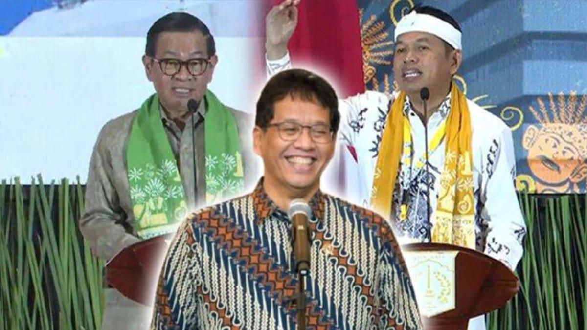 TAKTIK BERBEDA - Kolase foto Gubernur Jakarta Pramono Anung dan Gubernur Jawa Barat Dedi Mulyadi di Rapat Koordinasi Penguatan Sinergi Pemberantasan Korupsi yang digelar KPK di Jakarta, Kamis (10/7/2025) lalu, ditambah foto Menkeu Purbaya Yudhi Sadewa. Pramono dan Dedi memiliki taktik berbeda menghadapi pengurangan DBH dari Purbaya.