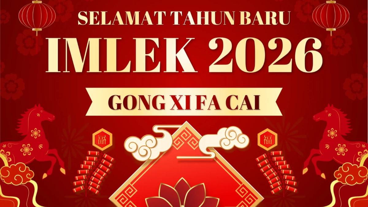 POSTER IMLEK 2026 - Poster Imlek 2026 tahun Kuda Api diunduh dari Canva.