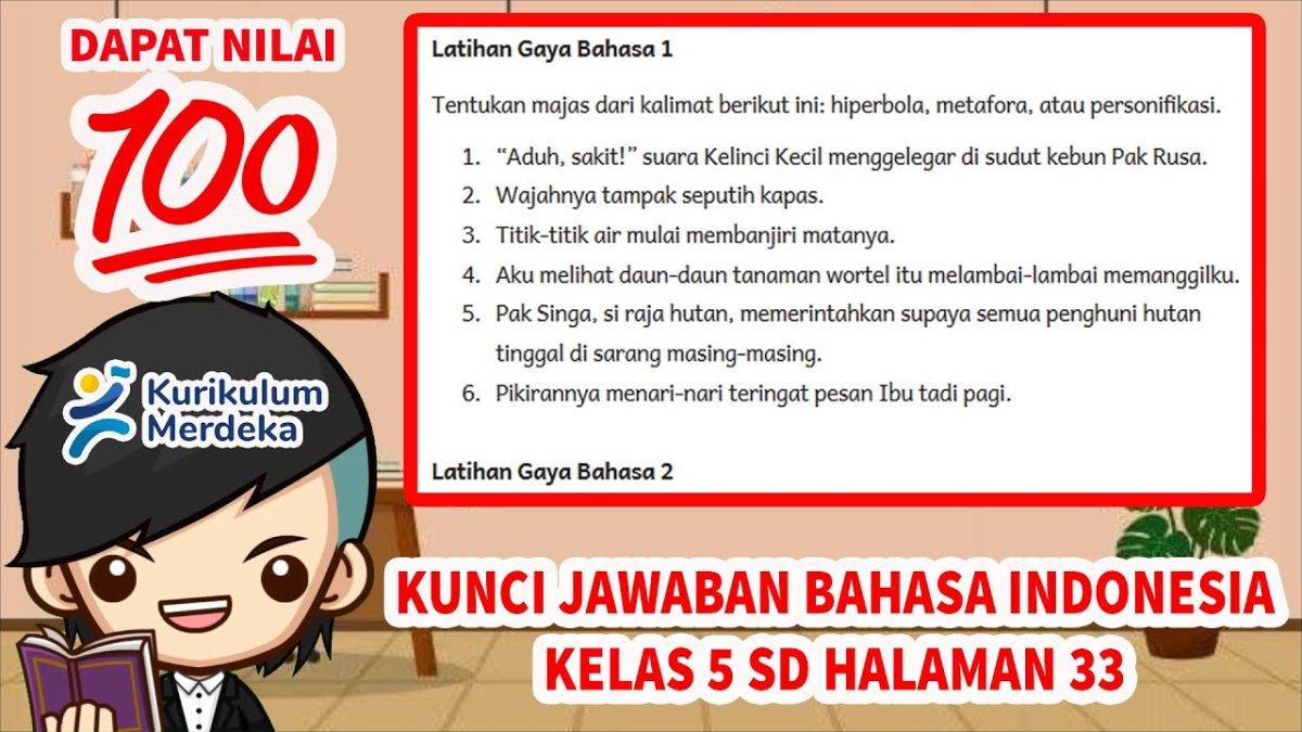Soal & Kunci Jawaban Bahasa Indonesia Kurikulum Merdeka Kelas 5 SD Halaman 33