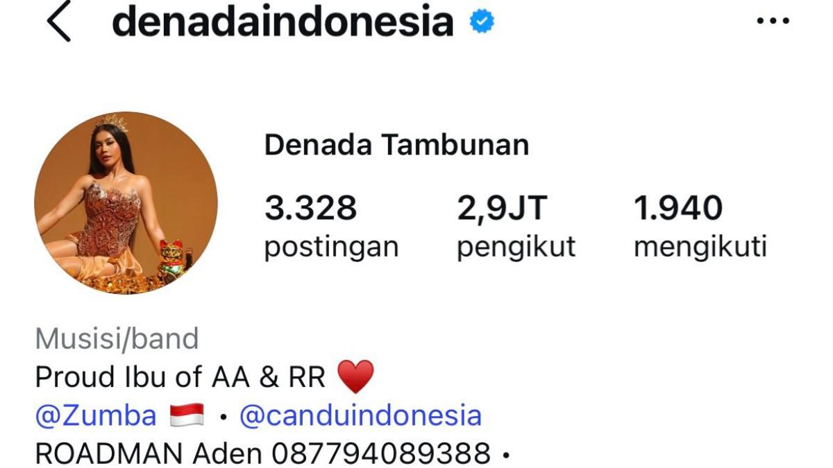 POLEMIK DENADA - Tangkapan layar akun Instagram Denada yang bertulisan insial anak-anaknya.