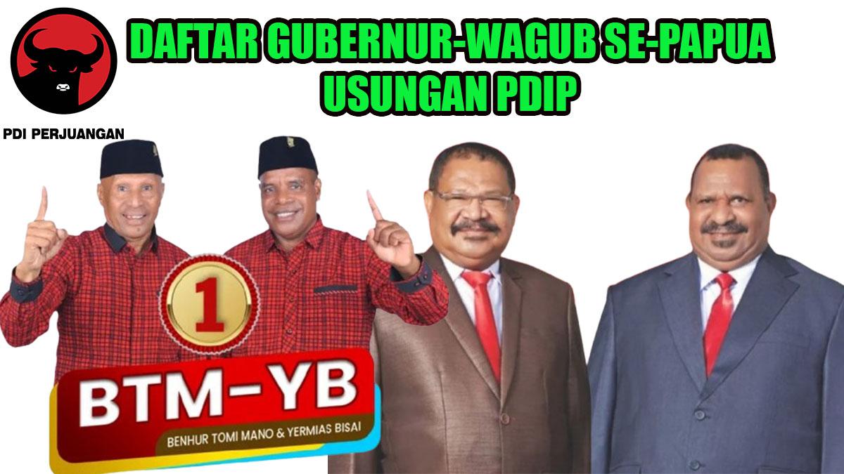 Daftar 5 Gubernur-Wagub Usungan PDIP se-Papua di Pilkada 2024, Benhur Tomi Mano hingga Meki Nawipa