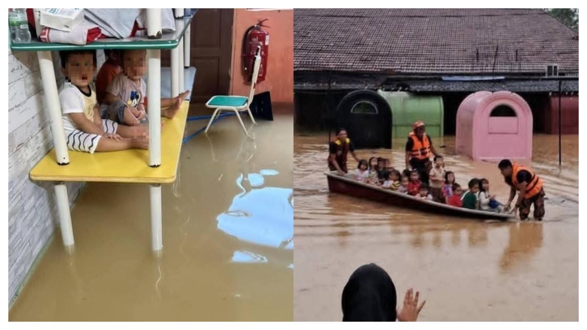 Dramatis! 18 Bayi dan 10 Anak Diselamatkan Saat Banjir Bandang Menerjang TK di Johor