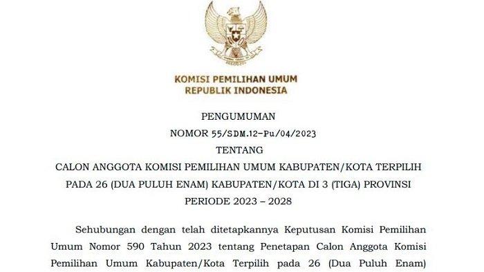 Daftar Nama Komisioner Terpilih 15 KPU Kabupaten/Kota Periode 2023-2028 di Sumatera Barat