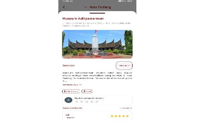 APLIKASI LINGUSITIC LANDSCAPE - Halaman aplikasi linguistic landscape digital yang bernama BASUARA yang menampilkan musem Adityawarman.