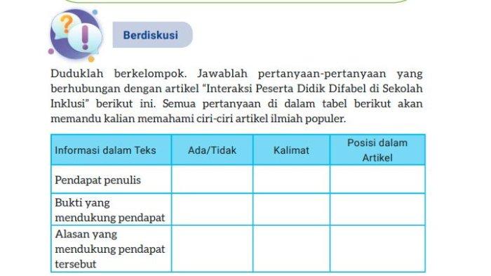 Kunci Jawaban Bahasa Indonesia Kelas 8 Halaman 88 Kurikulum Merdeka Kegiatan 3 Ilmiah Populer