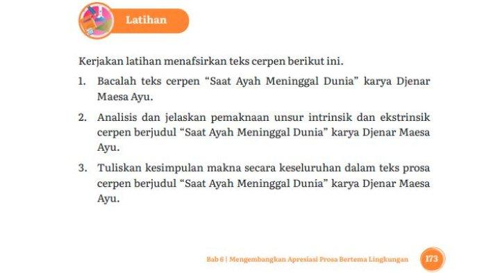 Kunci Jawaban Bahasa Indonesia Tingkat Lanjut Kelas 11 Halaman 173, Cerpen Saat Ayah Meninggal Dunia