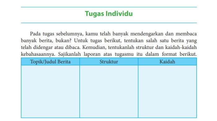 Kunci Jawaban Bahasa Indonesia Kelas 8 Halaman 18, Struktur dan Kaidah Kebahasaan Berita