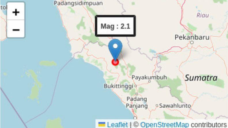 Gempa Bumi Magnitudo 2,1 Guncang Talu Pasaman Barat pada Kedalaman 8 Km