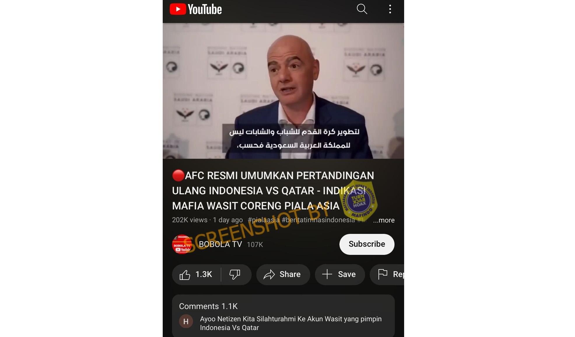 Hoaks! FIFA dan AFC Batalkan Hasil Pertandingan Indonesia vs Qatar dan Gelar Pertandingan Ulang