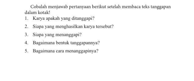 Kunci Jawaban Bahasa Indonesia Kelas 9 Halaman 89, Karya Apakah yang Ditanggapi?