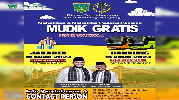Kabar Baik Bagi Pelajar Asal Padang Panjang di Pulau Jawa, Ada Mudik Gratis Jelang Idul Fitri