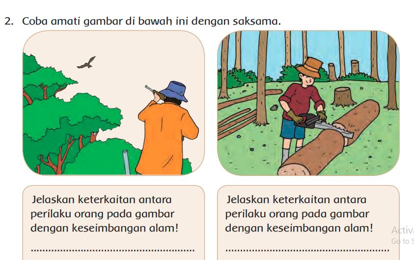 Jelaskan Keterkaitan Antara Perilaku Orang pada Gambar dengan Keseimbangan Alam!