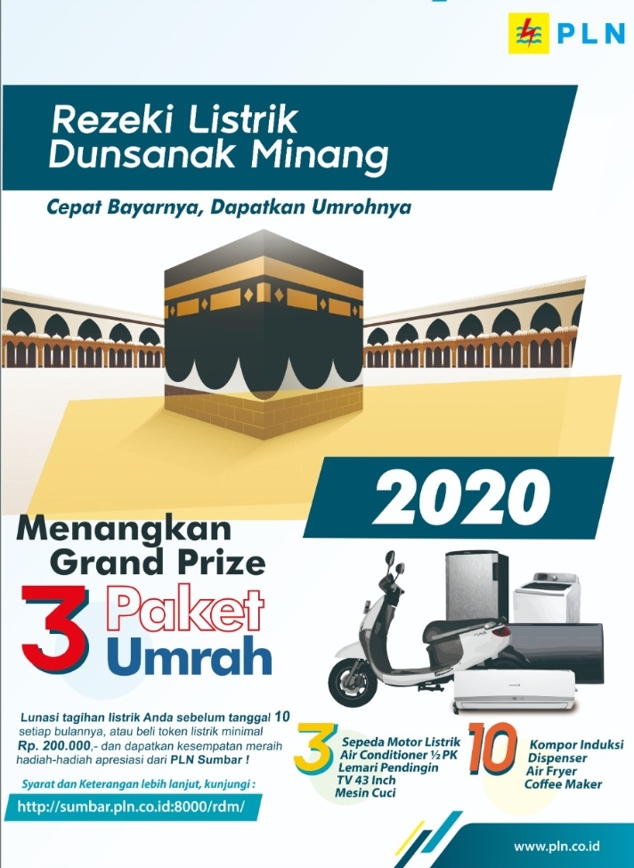 Apresiasi Pelanggan, PLN Sumbar Kembali Hadirkan Program Rezeki Listrik Dunsanak Minang 2020