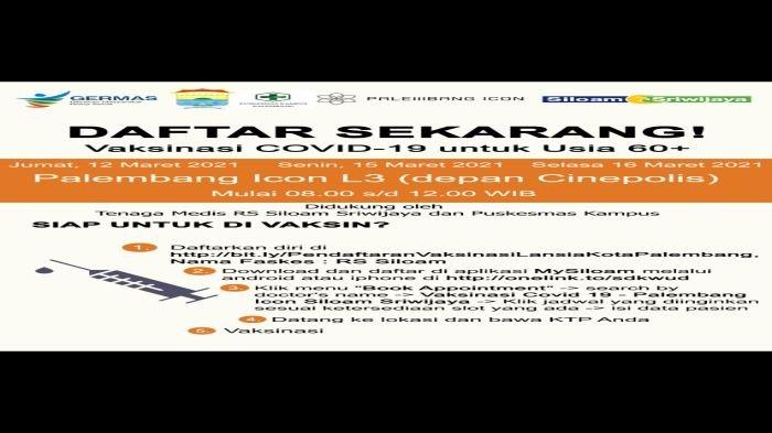 RS Siloam Sriwijaya Layani Vaksinasi Lansia , Mudah, Cukup Mendaftar Online Begini Caranya