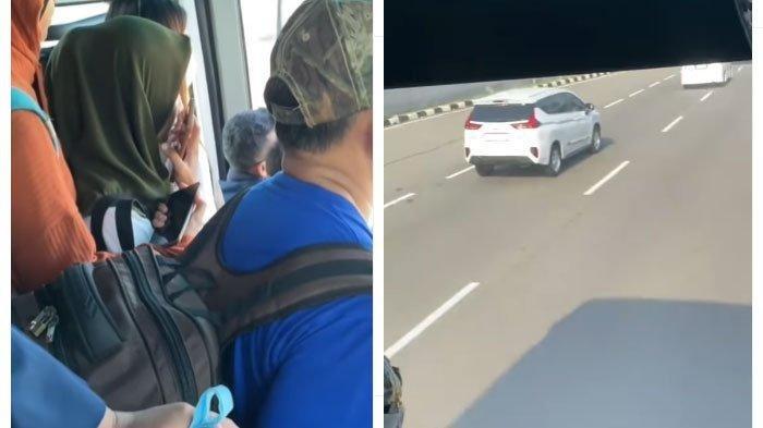 Viral Penumpang Bus Paksa Sopir Tabrak Kendaraan di Depannya, Pelaku Bawa Kembang Tujuh Pria