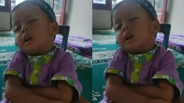 Ngantuk Berat Saat Setor Hafalan Surat Pendek, Aksi Bocah Ini Viral, Nyaris Tumbang ke Lantai
