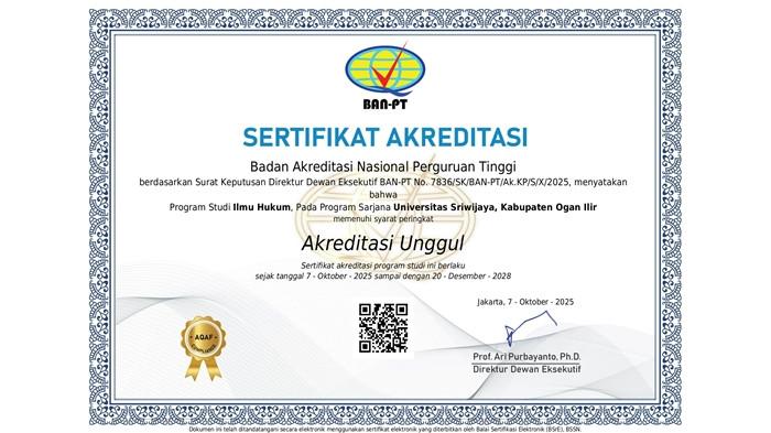 AKREDITAS FH UNSRI - Fakultas Hukum Universitas Sriwijaya resmi meraih akreditasi Unggul dari BAN-PT, menandai pencapaian bersejarah di usia ke-65 sebagai bukti komitmen FH Unsri dalam meningkatkan mutu pendidikan hukum di Indonesia.