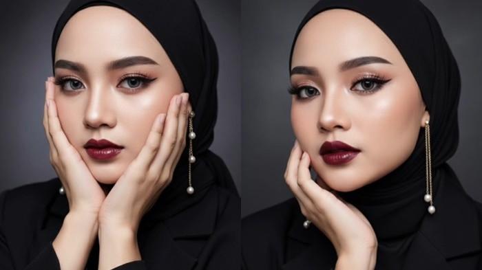 Foto close up dengan dandanan mencolok.