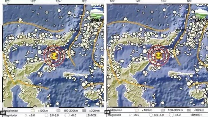 Info Gempa Hari ini Selasa 28 Maret, Magnitudo 5.4 dan 5.4 di Bolaanguki, Bolsel, Sulawesi Utara