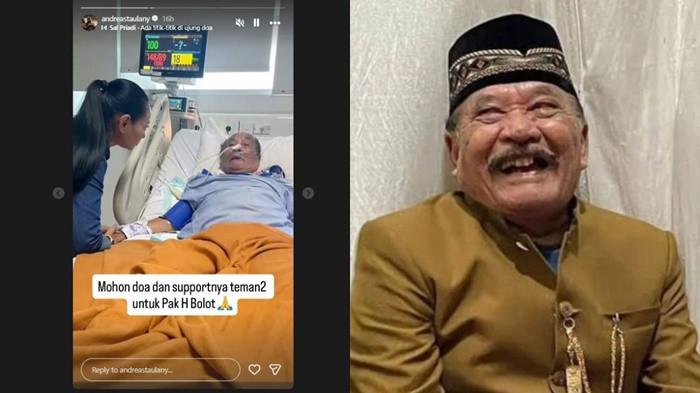 Kolase Haji Bolot saat dirawat di rumah sakit (kiri), Haji Bolot saat tampil di acara televisi beberapa waktu lalu (kanan). Haji Bolot dikabarkan menjalani perawatan di rumah sakit setelah diduga mengalami serangan jantung.