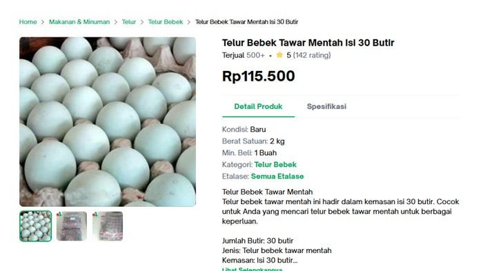 Harga Telur Bebek di Palembang Tokopedia
