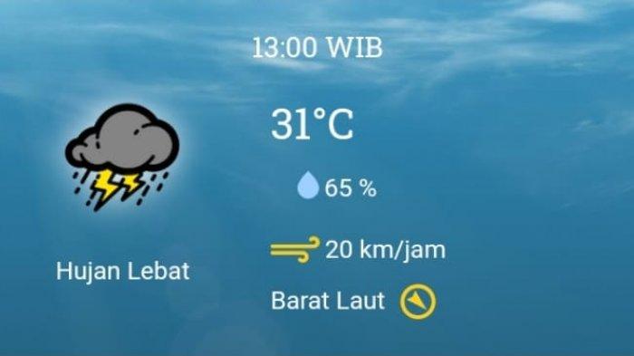 Prakiraan Cuaca Palembang 13 Desember, Prediksi Hujan Lebat Siang Ini, Kecepatan Angin 20 km/jam