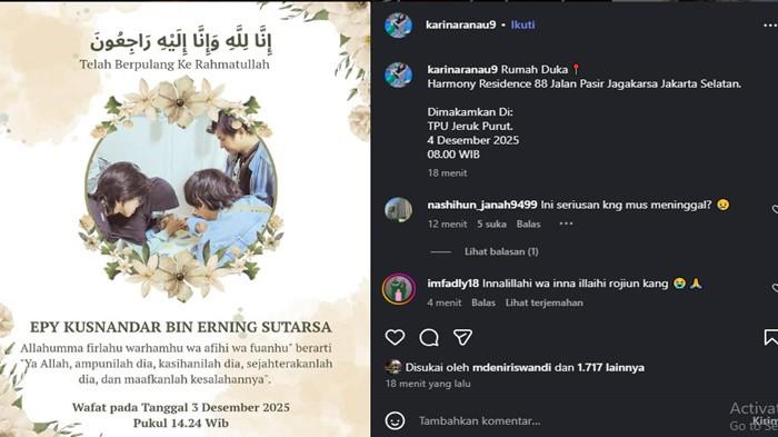 EPY KUSNANDAR MENINGGAL - Tangkapan layar Instagram. Innalillahi Epy Kusnandar meninggal dunia hari ini