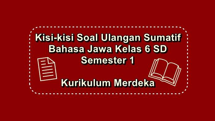 Kisi-kisi Soal Ulangan Bahasa Jawa Kelas 6 SD Semester 1 Kurikulum Merdeka Lengkap Kunci Jawaban