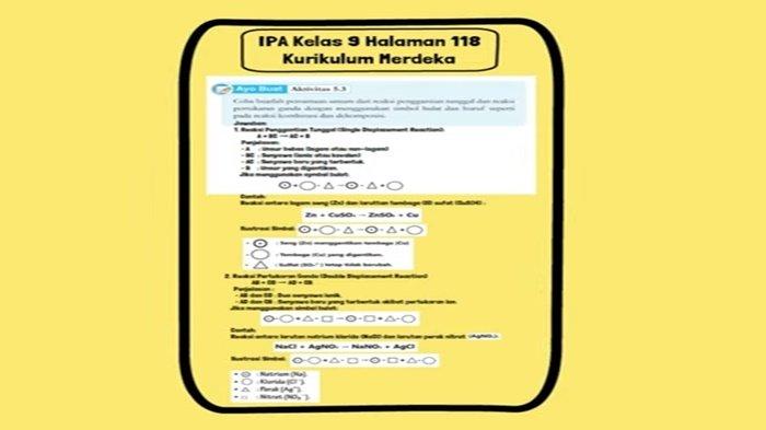 Kunci Jawaban IPA Kelas 9 Halaman 118 Kurikulum Merdeka, Aktivitas 5.3 Persamaan Umum Reaksi