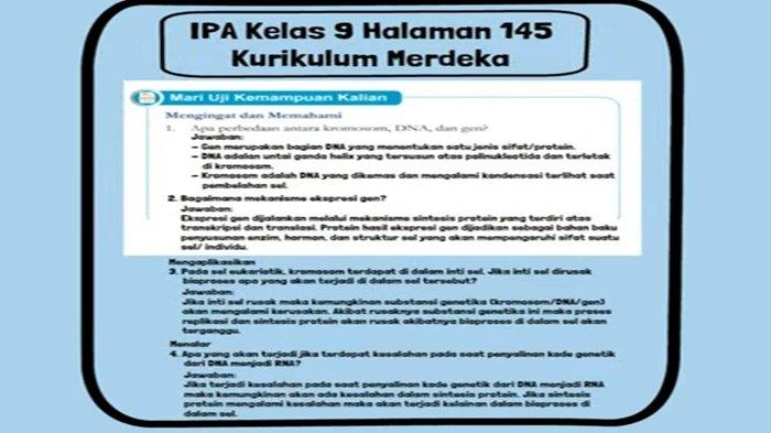 Kunci Jawaban IPA Kelas 9 SMP Halaman 145 Kurikulum Merdeka, Latihan Uji Kemampuan Kalian BAB 6